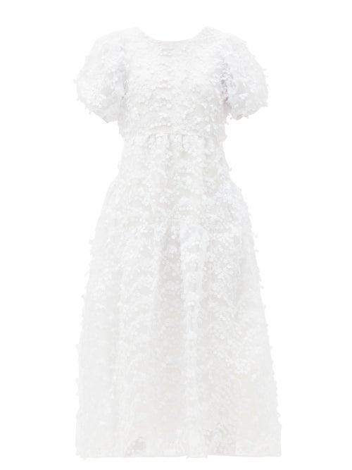 Matchesfashion.com Cecilie Bahnsen - Katrine Floral-appliqu Tulle Dress - Womens - White