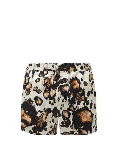 Matchesfashion.com Edward Crutchley - Animal-print Silk-twill Shorts - Mens - Brown Multi