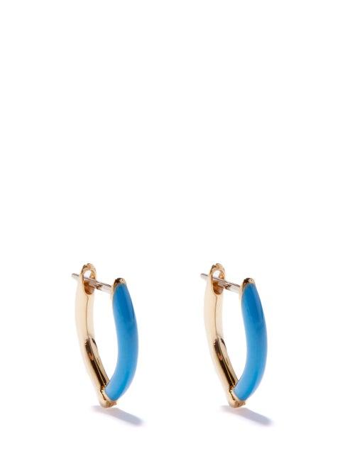 Ladies Fine Jewellery Melissa Kaye - Cristina Enamel & 18kt Gold Earrings - Womens - Blue Gold