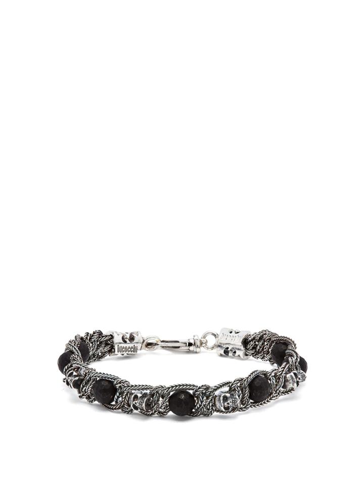 Emanuele Bicocchi Skull Onyx 925 Sterling-silver Bracelet