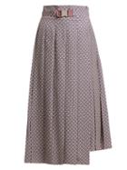 Matchesfashion.com Fendi - Asymmetric Pleated Ff Print Poplin Skirt - Womens - Blue Multi