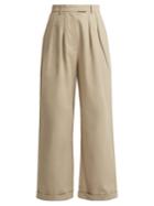 Katharine Hamnett London Camilla Wide-leg Pleated Cotton-twill Trousers