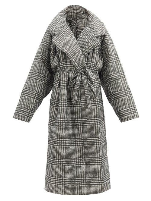 Matchesfashion.com Norma Kamali - Boyfriend Sleeping Bag Prince Of Wales-check Coat - Womens - Grey Print