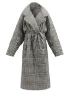 Matchesfashion.com Norma Kamali - Boyfriend Sleeping Bag Prince Of Wales-check Coat - Womens - Grey Print