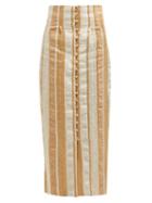 Matchesfashion.com Cult Gaia - Hera Striped Button Front Midi Skirt - Womens - Beige Stripe