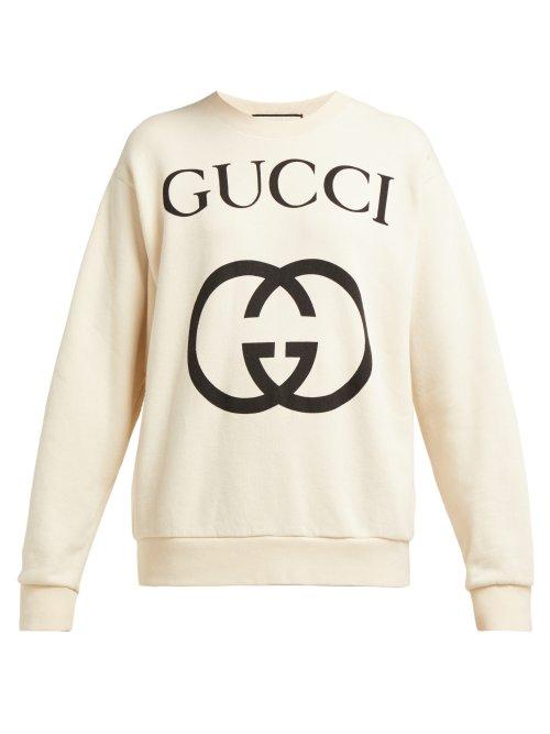 Matchesfashion.com Gucci - Gg Print Cotton Sweatshirt - Womens - Ivory Multi