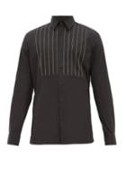 Matchesfashion.com Fendi - Chain Embroidered Stretch Cotton Poplin Shirt - Mens - Black