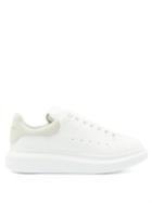 Mens Shoes Alexander Mcqueen - Raised-sole Leather And Suede Trainers - Mens - White