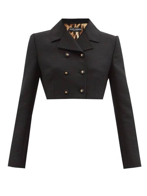Dolce & Gabbana - Spencer Cropped Double-breasted Wool Jacket - Womens - Black