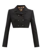 Dolce & Gabbana - Spencer Cropped Double-breasted Wool Jacket - Womens - Black
