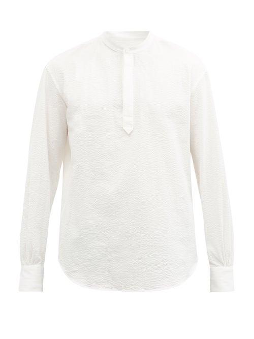 Matchesfashion.com Bourrienne Paris X - Createur Cotton-seersucker Henley Shirt - Mens - White