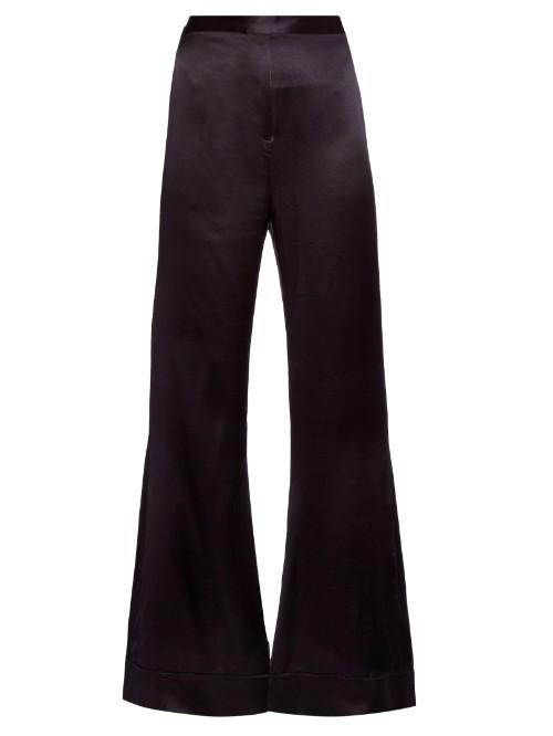 Ellery Revolver Flared Silk-satin Trousers