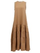 Matchesfashion.com Three Graces London - Abigail Tiered Linen Maxi Dress - Womens - Brown