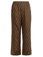 Matchesfashion.com Fendi - Ff Logo Print Silk Trousers - Womens - Brown Multi