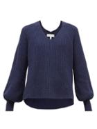 Matchesfashion.com Apiece Apart - Sequioia Balloon-sleeve Cotton-blend Sweater - Womens - Navy