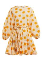 Matchesfashion.com Rhode Resort - Ella Floral Print Cotton Mini Dress - Womens - Ivory Multi