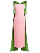 Matchesfashion.com Emilia Wickstead - Cruz Bow Trim Cloqu Gown - Womens - Pink Multi