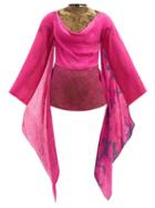 Matchesfashion.com Marine Serre - Draped Velvet-devor And Repurposed-silk Top - Womens - Fuchsia