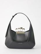 Alexander Mcqueen - Four Ring Crystal And Leather Shoulder Bag - Womens - Black