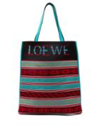 Matchesfashion.com Loewe - Vertical Leather And Wool Jacquard Tote Bag - Mens - Multi