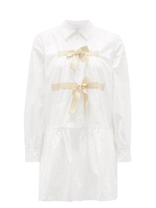 Matchesfashion.com Molly Goddard - Tanya Tie-front Cotton Shirt Dress - Womens - White