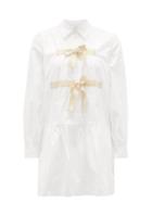 Matchesfashion.com Molly Goddard - Tanya Tie-front Cotton Shirt Dress - Womens - White