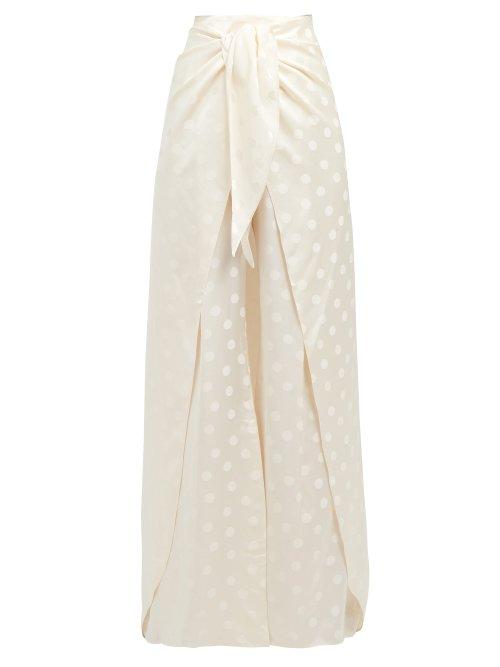 Matchesfashion.com Johanna Ortiz - When Sky Is Clear Polka Dot Satin Trousers - Womens - Ivory