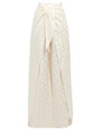 Matchesfashion.com Johanna Ortiz - When Sky Is Clear Polka Dot Satin Trousers - Womens - Ivory