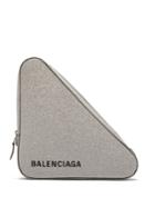 Balenciaga Triangle Pochette M Glittered Leather Clutch