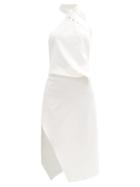 Matchesfashion.com Ludovic De Saint Sernin - Halterneck Wool-crepe Dress - Womens - Ivory