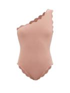 Ladies Beachwear Marysia - Santa Barbara Scalloped One-shoulder Swimsuit - Womens - Pink