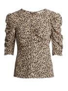 Matchesfashion.com Rebecca Taylor - Ruched Leopard Print Silk Blouse - Womens - Animal
