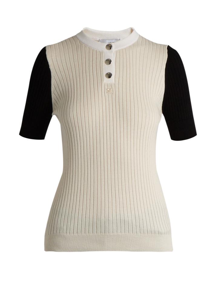 Courrèges Bi-colour Cotton And Cashmere-blend Top
