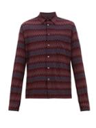 Matchesfashion.com Missoni - Chevron Patterned Knitted Wool Blend Shirt - Mens - Pink