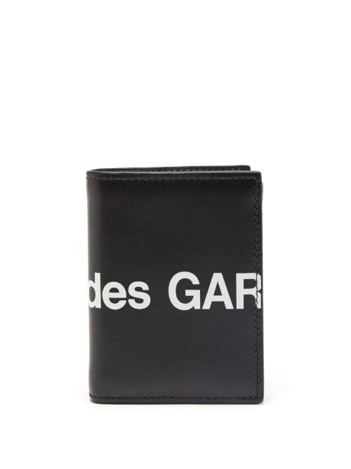 Comme Des Garons Wallet - Logo-print Leather Bi-fold Cardholder - Mens - Black