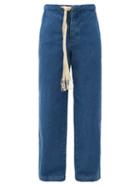 Matchesfashion.com Loewe - Drawstring Denim Relaxed-leg Jeans - Mens - Blue