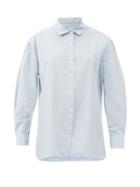 Matchesfashion.com Nili Lotan - Yorke Cotton-poplin Shirt - Womens - Light Blue