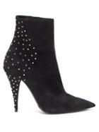 Matchesfashion.com Saint Laurent - Kiki Crystal Embellished Suede Boots - Womens - Black