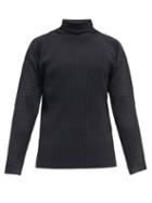 Mens Rtw Homme Pliss Issey Miyake - Roll-neck Technical-pleated Jersey T-shirt - Mens - Black