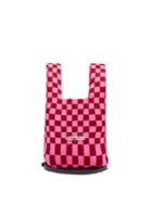 Matchesfashion.com Lastframe - Small Ichimatsu-check Rib-knit Tote Bag - Womens - Pink Multi
