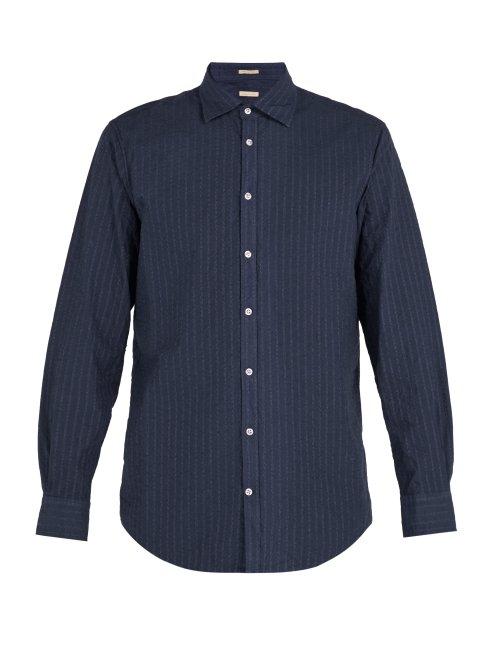 Matchesfashion.com Massimo Alba - Striped Cotton Blend Shirt - Mens - Navy