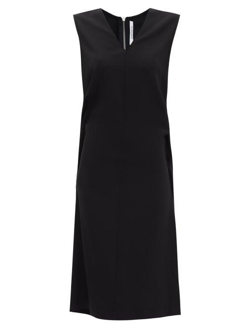 Another Tomorrow - Side Slit Crepe Dress - Womens - Black