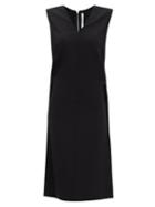 Another Tomorrow - Side Slit Crepe Dress - Womens - Black