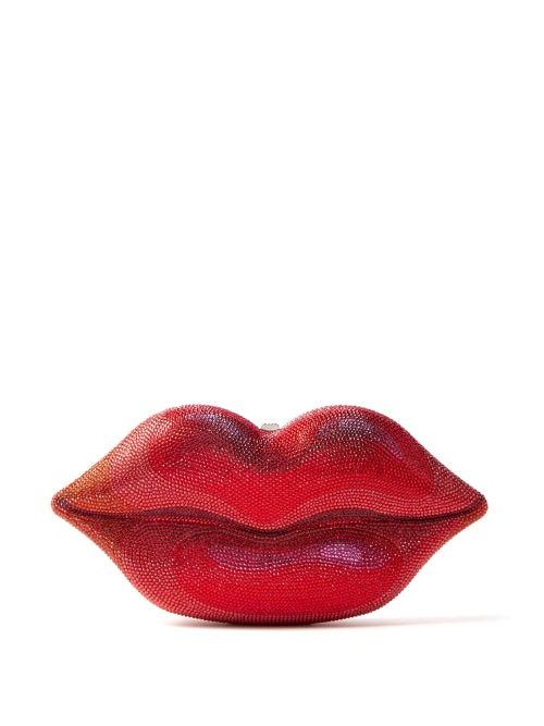 Judith Leiber - Hot Lips Crystal-embellished Clutch Bag - Womens - Red