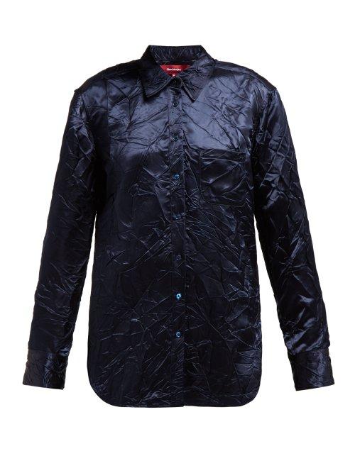 Matchesfashion.com Sies Marjan - Sander Crinkled Satin Shirt - Womens - Navy