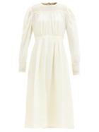 Matchesfashion.com Mimi Prober - Anne Smocked Organic-silk Dress - Womens - Ivory