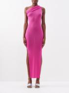 Rick Owens - One-shoulder Ribbed Wool-jersey Dress - Womens - Pink