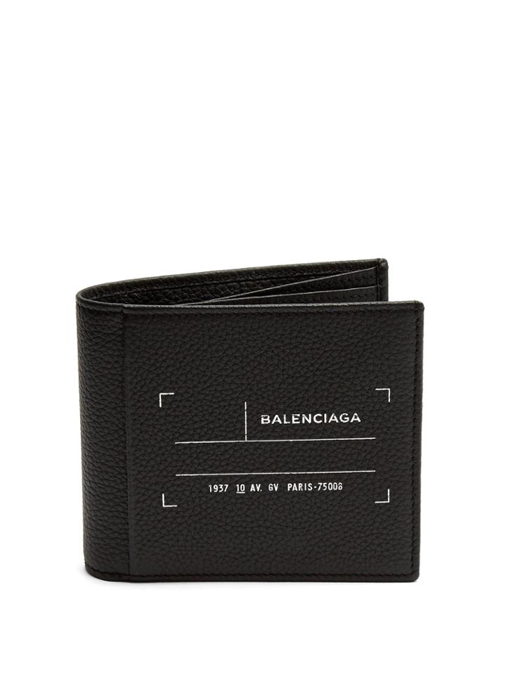 Balenciaga Tag-print Bi-fold Leather Wallet