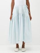 Cecilie Bahnsen - Lilly Side-tie Cotton-poplin Midi Skirt - Womens - Light Blue