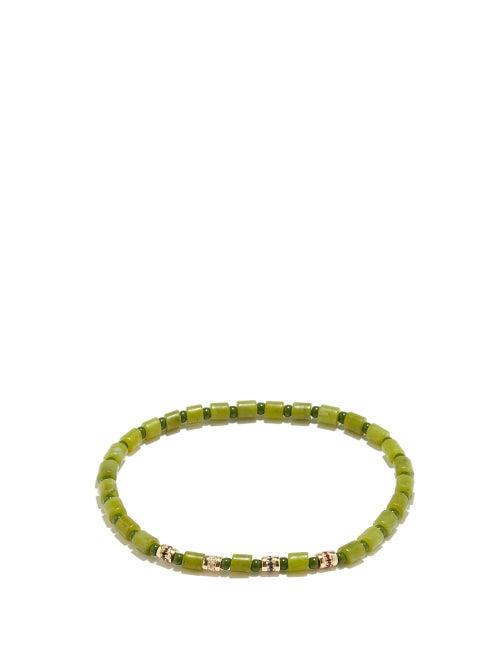 Luis Morais - Sapphire, Gemstone And 14kt-gold Beaded Bracelet - Mens - Green